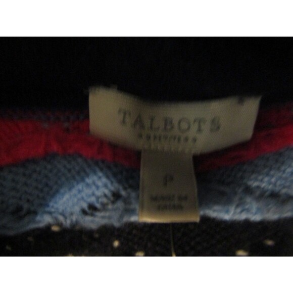 Talbots V Neck Cardigan Scallop Stripe Sweater Button Front NWT Retail $99 Sz SP - Picture 7 of 8